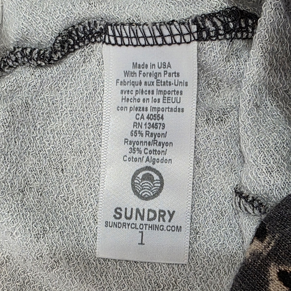 SUNDRY x Anthro Leopard Print Jogger Sweatpants Grey Charcoal Size 1 (Small) - Picture 7 of 11